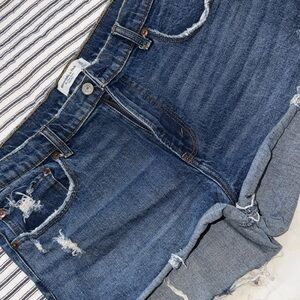 Abercrombie & Fitch Distressed Blue Denim Shorts